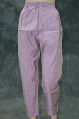Lavender Shimmer 3-Piece Kurti Set with Aari & Pearl Embroidery, Elastic Pants and Printed Organza Dupatta