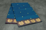 Rama Blue & Yellow Poly Cotton Butta Saree with Thread Border Saree JCS Fashions