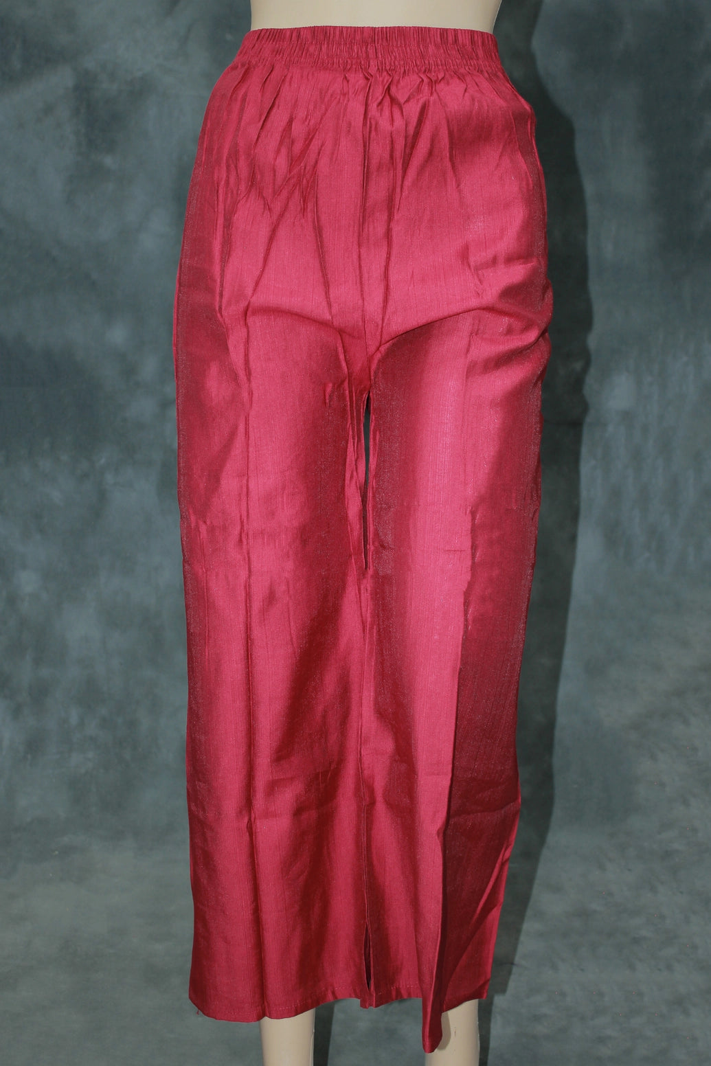 Maroon Cotton 3-Piece Kurti Set with Elastic Pant & Chiffon Dupatta, V Neck Embroidered Sequin Work