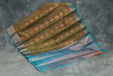 Bridal Kubera Pattu Saree Mehendi Green with Teal Blue Zari Border - Full Body Zari Work Saree JCS Fashions