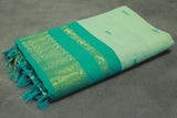 Mint Blue Kalyani Cotton Saree with Puttas and Zari Border & Blouse