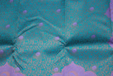 Teal Kubera Pattu Saree with Mango Design Border & Blouse, Semi Silk Traditional Wear