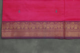 Steel Grey Vaazhai Naar (Banana Pith) Saree with Zari Border and Pink Pallu