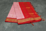 Pink Silk Cotton Saree with Thick Golden Zari Border, Full-Body Buttas and Grand Pallu Saree JCS Fashions