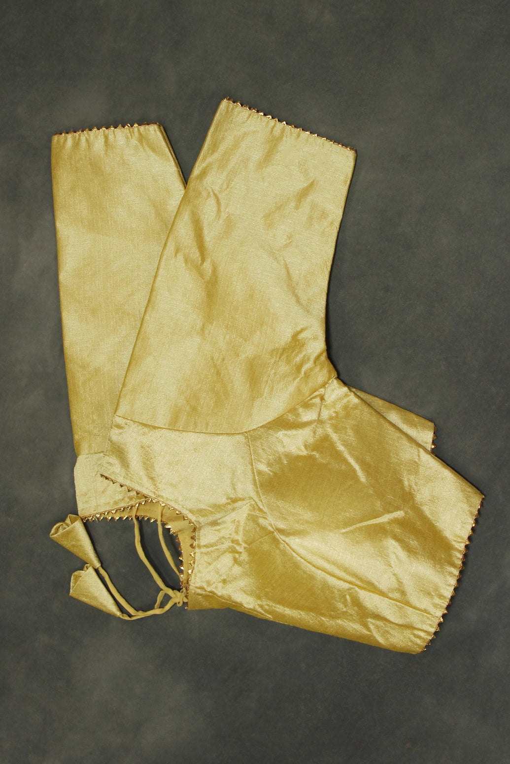 Readymade Gold Raw Silk Padded Blouse with Elbow Sleeves and Back Knot - Fully Stitched Blouse JCS Fashions