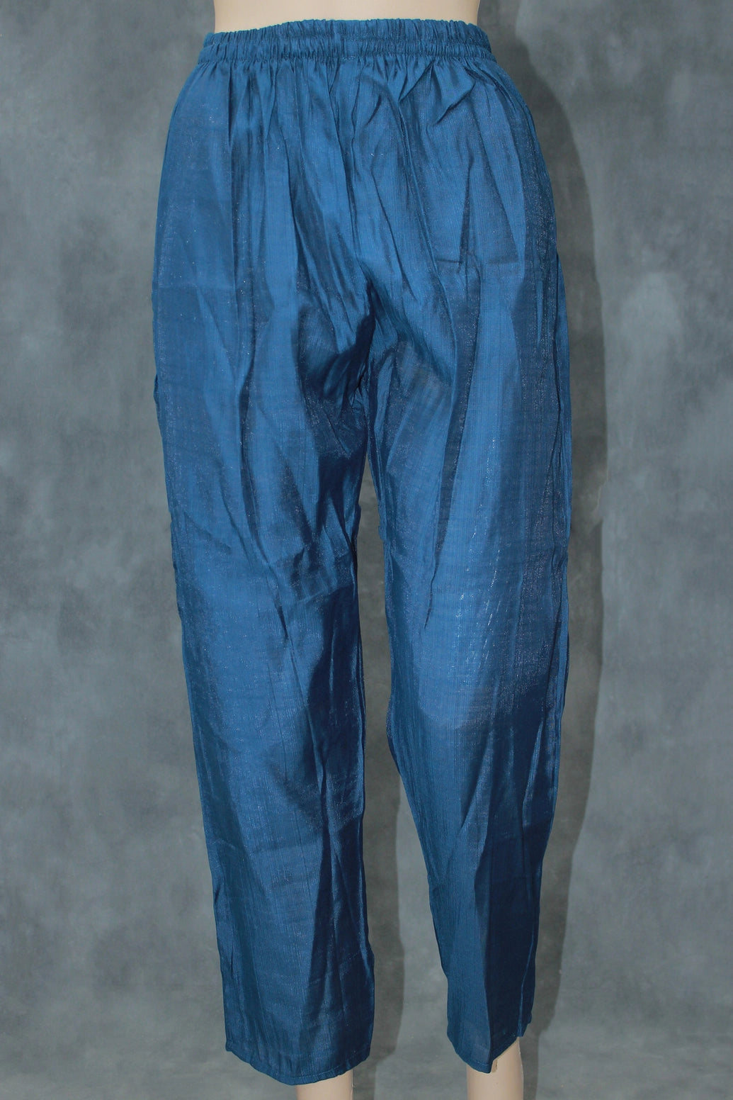 White Cotton-Rayon Embroidered Floral Kurti with Navy Pants - 2PC Set