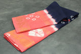 Pure Sungudi Cotton Bandhani Saree with Golden Zari Instrument Motif Border — Navy Blue & Coral, Unstitched Blouse Included Saree JCS Fashions