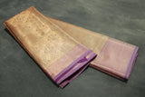 Cream Bridal Kubera Pattu Silk Saree with Grand Pallu & Full Body Zari Work, Comes with Blouse