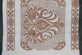 Pure Kerala Cotton White Saree with Copper Zari Peacock & Leaf Embroidery