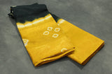 Pure Sungudi Bandhani Saree with Golden Zari Border - Dark Green & Mustard Tie-Dye Saree JCS Fashions