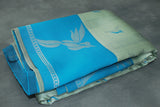 Pastel Blue Kubera Silk Saree with Kingfisher Pallu, Zari Border and Matching Blouse