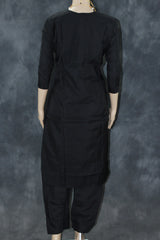 Black Silk 3-Piece Pakistani Salwar Suit with Embroidered V-Neck and Organza Dupatta