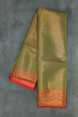 Mehendi Green Bridal Pattu Saree with Full Body Zari Work and Traditional Border