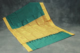 Green Kalyani Cotton Saree with Zari Checked & Peacock Border, Comes with Blouse