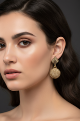 Gold Antique Gold-Tone Crystal Drop Earrings with Pave