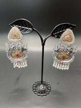 Antique Finish Oxidized Silver Peacock Jhumka Earrings for Women Jewelry JCS Fashions