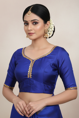 Green Saree Blouse - Sabyasachi Cut, Ready-Made