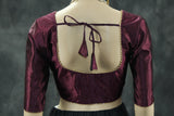 Readymade Padded Puple Raw Silk Blouse - Elbow Sleeve with Back Knot Blouse JCS Fashions