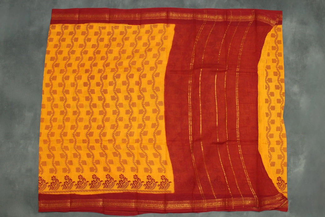 Floral Poly Cotton Saree for Daily and Festive Wear - Soft and Lightweight, 5.5 Meters Saree JCS Fashions