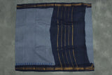 Grey Poly-Cotton Printed Saree with Navy Blue Border & Gold-Tone Motif Saree JCS Fashions
