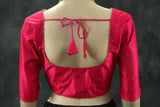 Pink Raw Silk Readymade Padded Blouse - Elbow Sleeve, Back Knot Blouse JCS Fashions