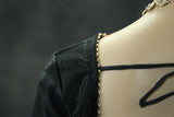 Readymade Black Raw Silk Padded Blouse - Elbow Sleeve, Back Knot Blouse JCS Fashions