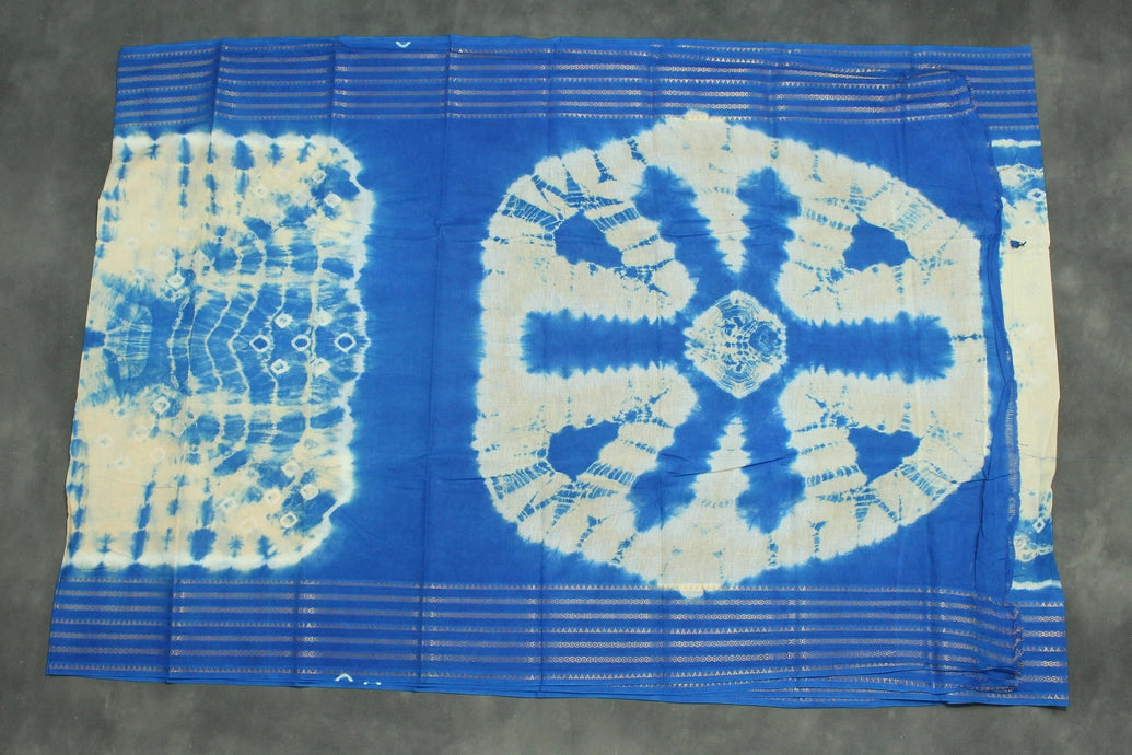 Pure Sungudi Cotton Bandhani Saree with Golden Zari Border - 5.5m Saree JCS Fashions