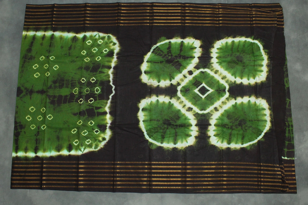 Mehendi Green Sungudi Cotton Bandhani Saree with Zari Border Saree JCS Fashions