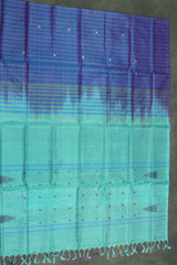 Sea Green Vaazhai Naar (Banana Pith) Handloom Saree with Small Butta - Borderless Traditional Saree - Sea Green