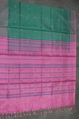 Magenta Vaazhai Naar (Banana Pith) Saree with Small Butta and Green Pallu
