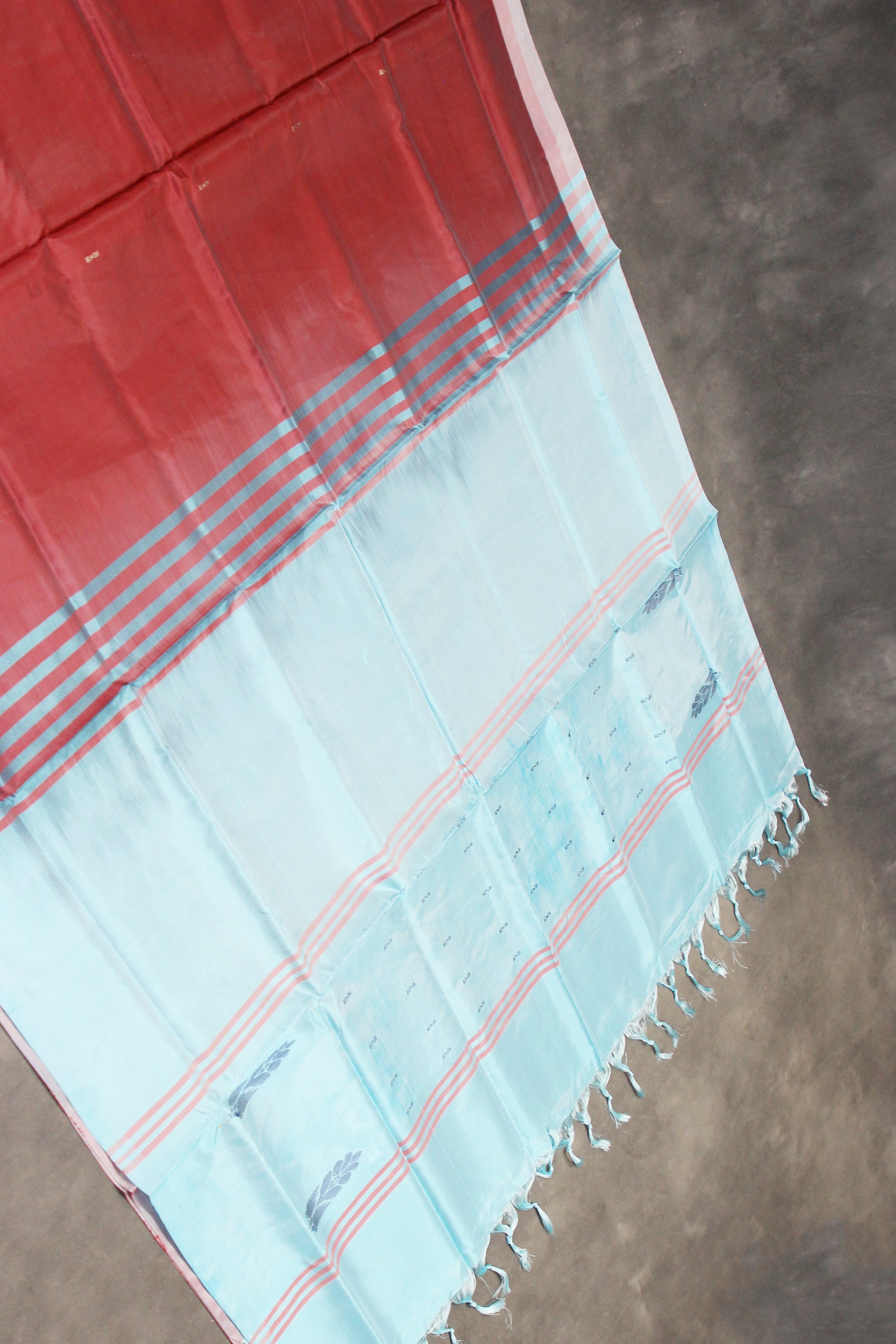 Light Blue Vaazhai Naar (Banana Pith) Borderless Saree with Subtle Butta Motifs for Traditional Wear