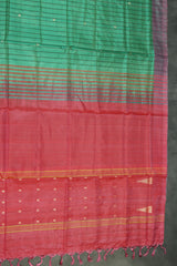 Reddish Pink Vaazhai Naar (Banana Pith) Handloom Borderless Saree with Small Butta
