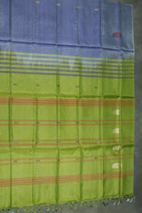 Pear Green Vaazhai Naar (Banana Pith) Borderless Saree with Small Butta