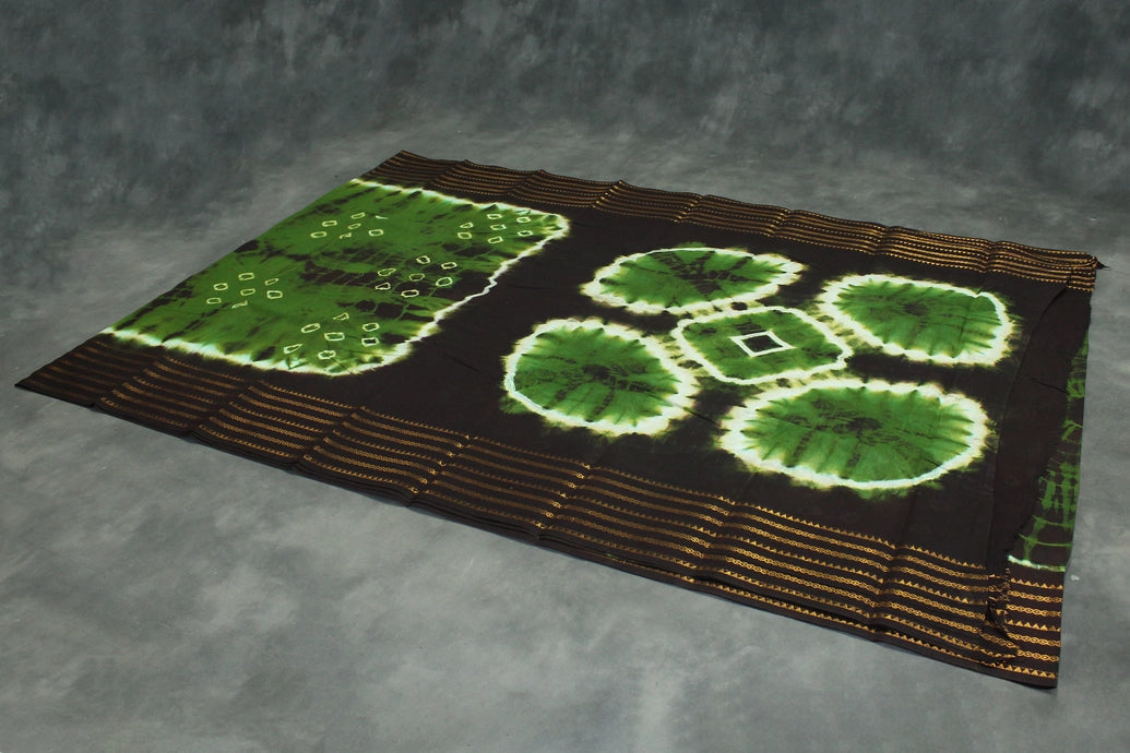 Mehendi Green Sungudi Cotton Bandhani Saree with Zari Border Saree JCS Fashions