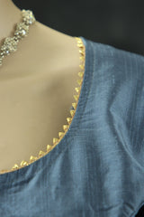 Readymade Grey Raw Silk Padded Blouse – Elbow Sleeve Blouse JCS Fashions