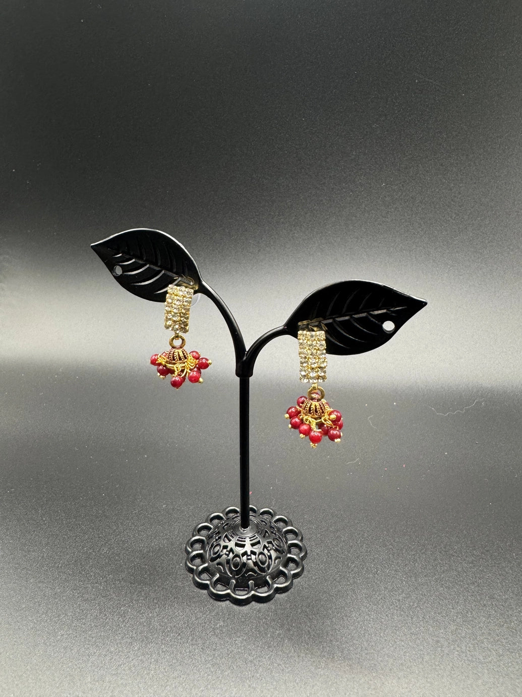 Gold Look Crystal Stud Jhumka Earrings - Traditional Fashion Jewelry Jewelry JCS Fashions