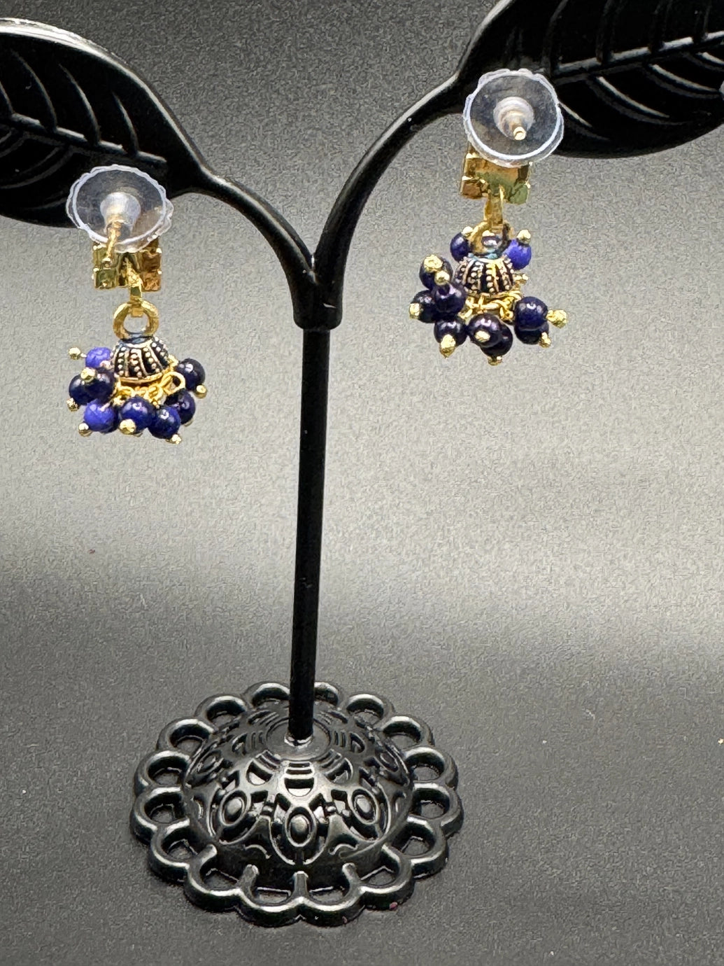 Gold Look Crystal Stud Jhumka Earrings - Traditional Fashion Jewelry Jewelry JCS Fashions