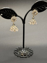 Silver Finish Crystal Jhumka Earrings for Women - Elegant Traditional Design Jewelry JCS Fashions