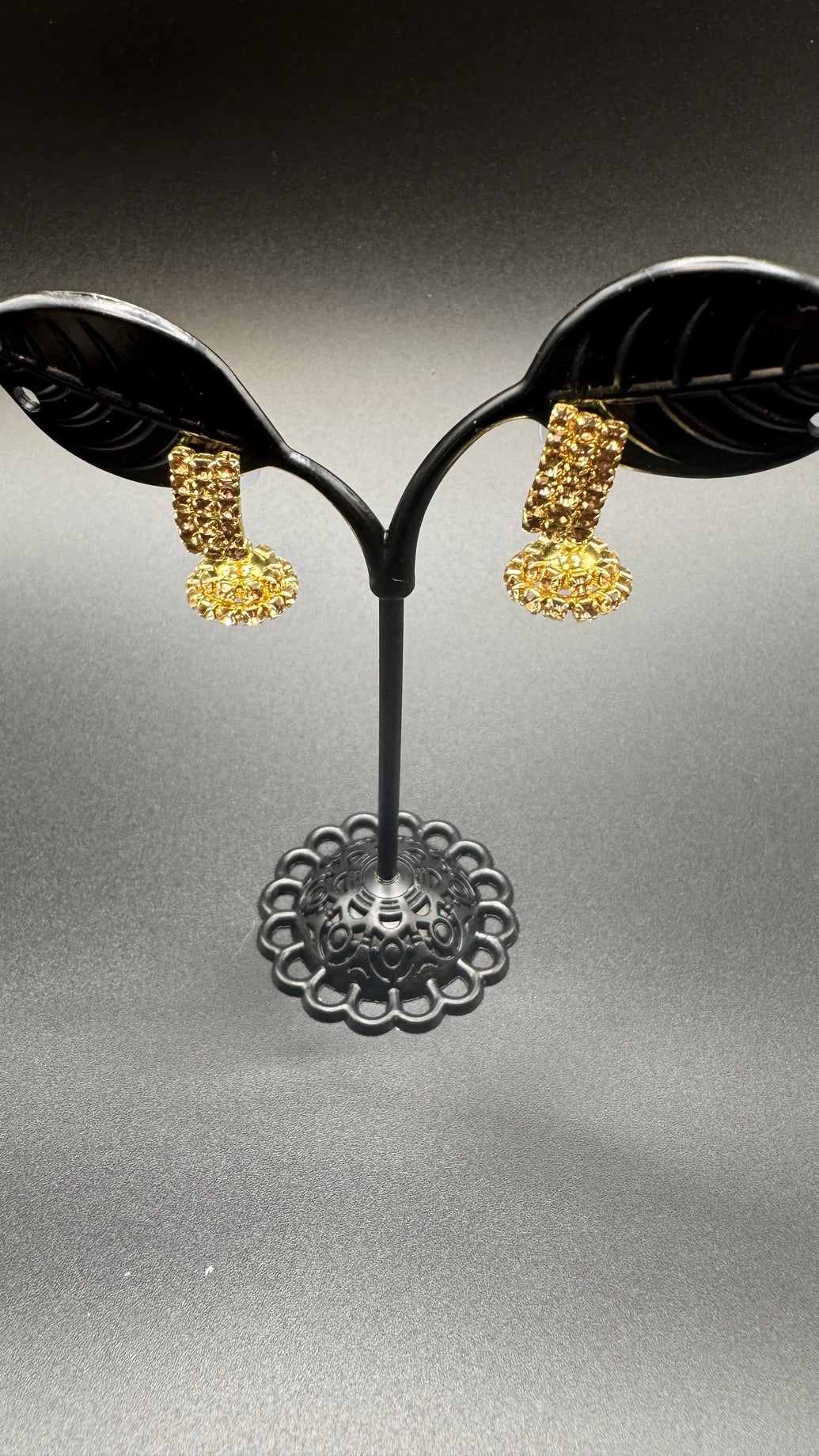 Gold Finish Crystal Jhumka Earrings for Women - Traditional Ethnic Fashion Jewelry Jewelry JCS Fashions