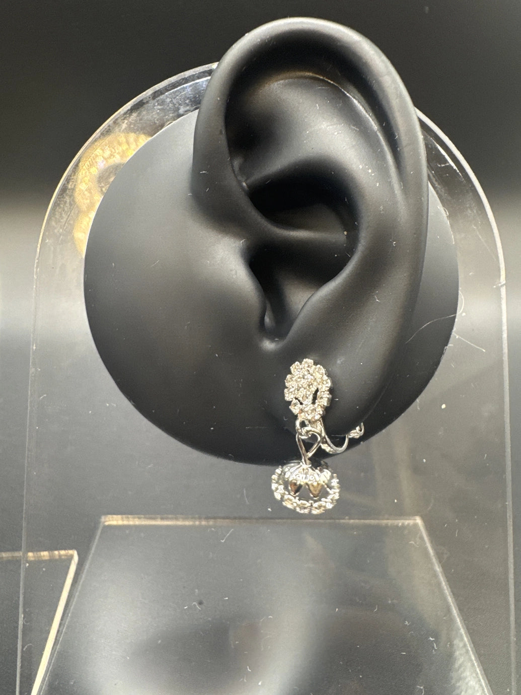 Silver-Tone Clip-On Crystal Rhinestone Drop Earrings for Women - Non-Pierced Vintage Bridal & Party Jewellery