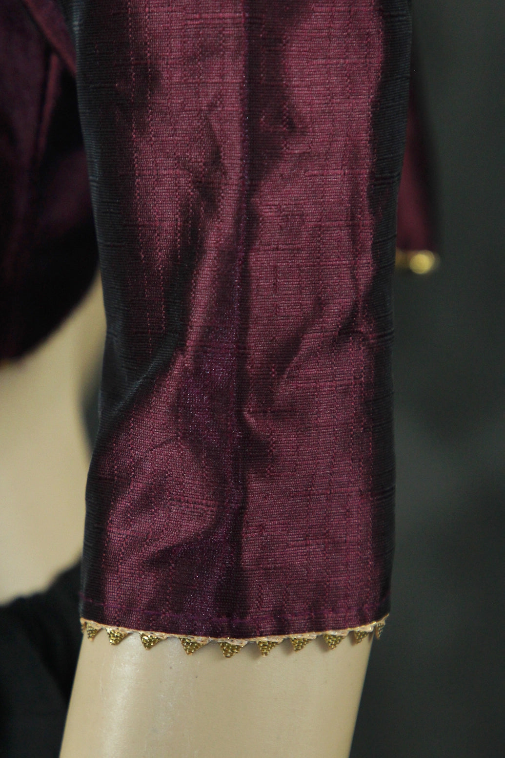 Readymade Padded Puple Raw Silk Blouse - Elbow Sleeve with Back Knot Blouse JCS Fashions