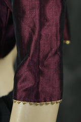 Readymade Padded Puple Raw Silk Blouse - Elbow Sleeve with Back Knot Blouse JCS Fashions