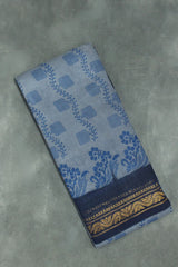 Elegant Grey Poly Cotton Floral Print Saree for Daily and Festive Wear Saree JCS Fashions