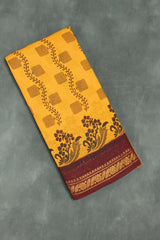 Yellow Floral Print Poly Cotton Saree - Lightweight & Festive Wear Saree JCS Fashions