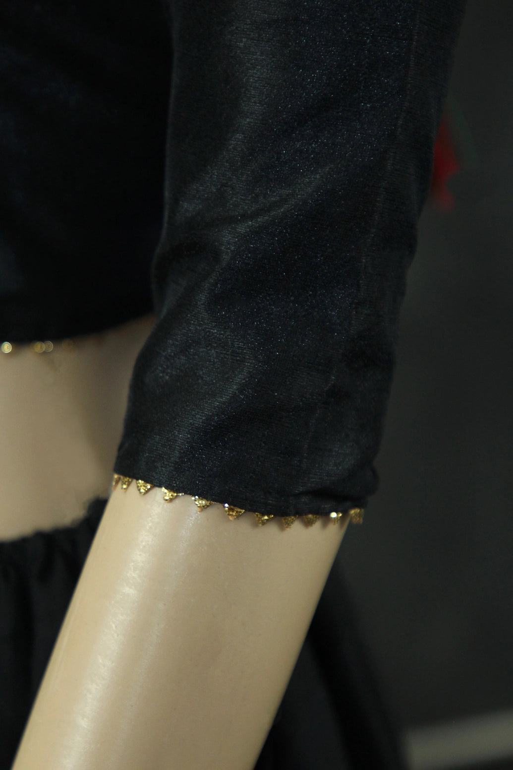 Readymade Black Raw Silk Padded Blouse - Elbow Sleeve, Back Knot Blouse JCS Fashions