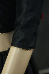 Readymade Black Raw Silk Padded Blouse - Elbow Sleeve, Back Knot Blouse JCS Fashions