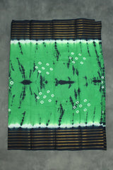Green Sungudi Cotton Bandhani Saree with Golden Zari Border- 5.5m Saree JCS Fashions
