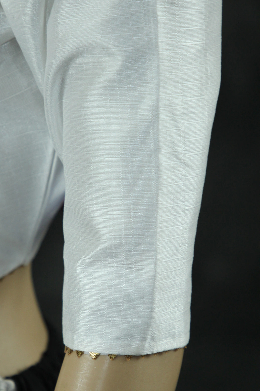 Readymade Padded White Raw Silk Blouse - Elbow Sleeve with Back Knot Blouse JCS Fashions