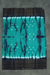 Teal Green Bandhani Sungudi Cotton Saree with Navy Zari-Striped Border Saree JCS Fashions