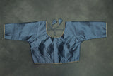 Readymade Grey Raw Silk Padded Blouse – Elbow Sleeve Blouse JCS Fashions